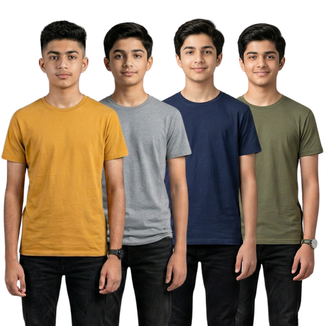 Senior Boys Cotton T-Shirt Combo Pack (Pack of 4)
