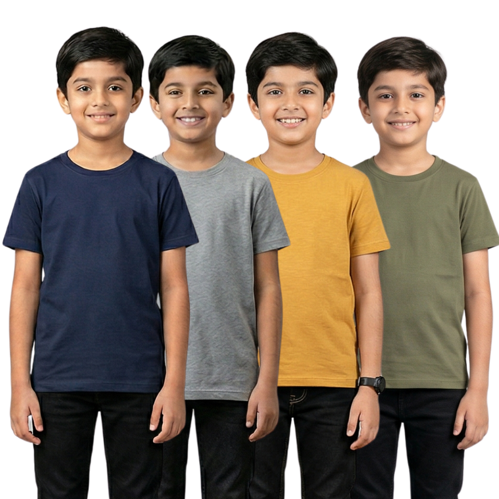 Junior Boys Cotton T-Shirt Combo Pack (Pack of 4)