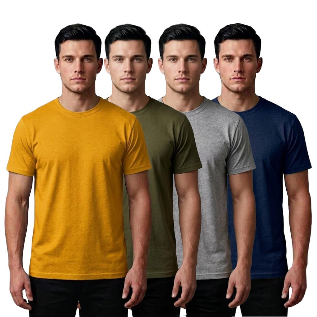Adults Premium Cotton T-Shirt Combo Pack (Pack of 4)